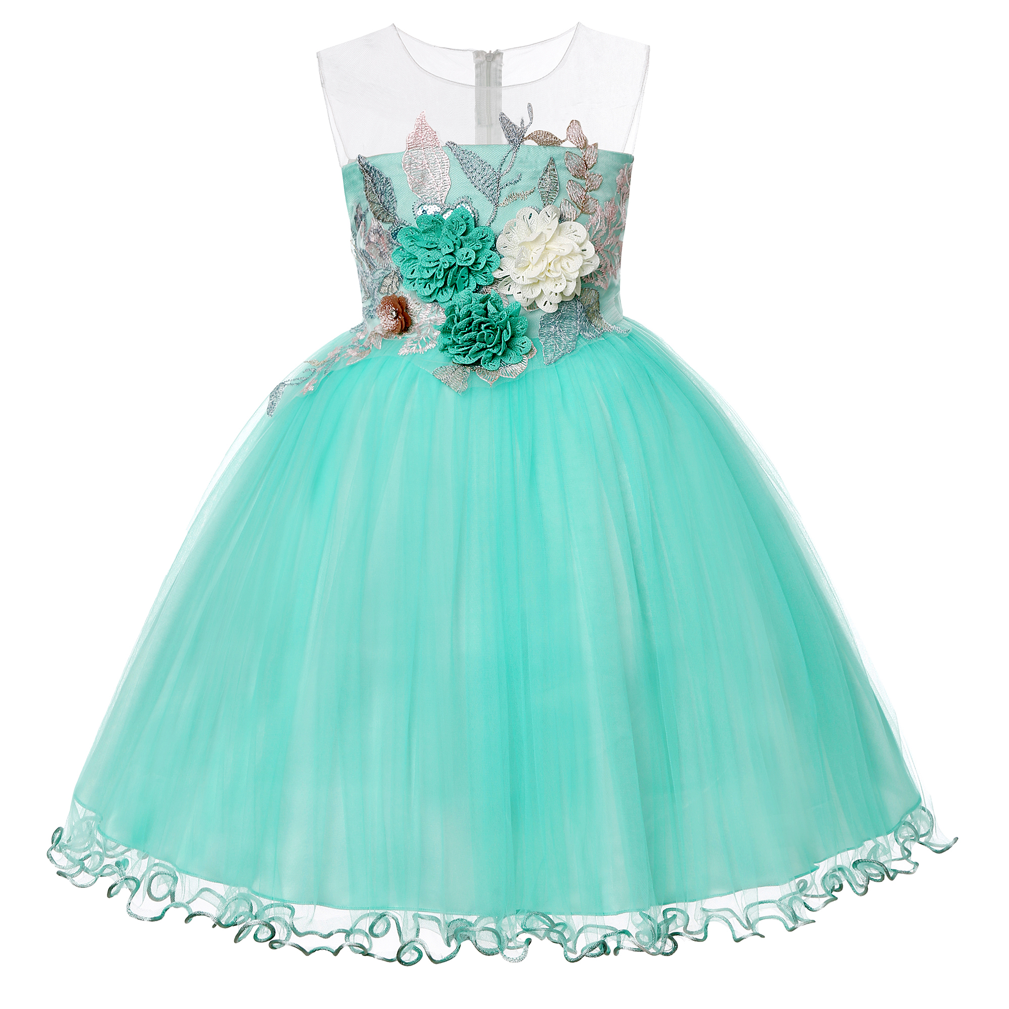 Wedding Lulu - Girls' net-silk embroidered flower wedding birthday