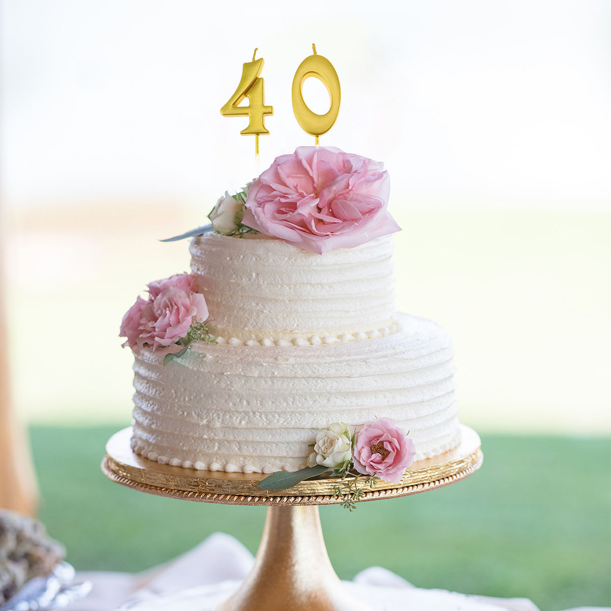 Wedding Decoration Supply - 2Pcs Birthday Number 40 Golden Paraffin
