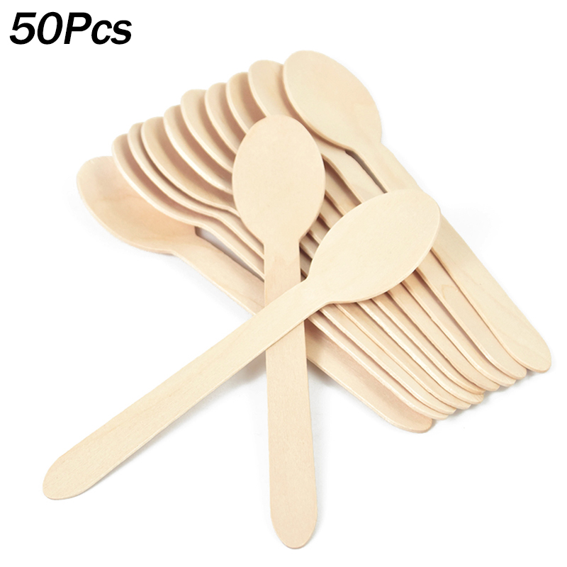 50Pcs Disposable Wooden Spoon  - Wedding Supply Kit 评论和价格
