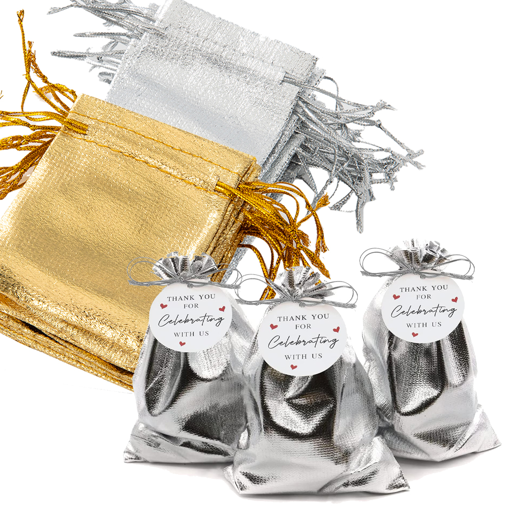 50Pcs Gold Silver Drawstring O - Wedding Supply Business 评论和价格