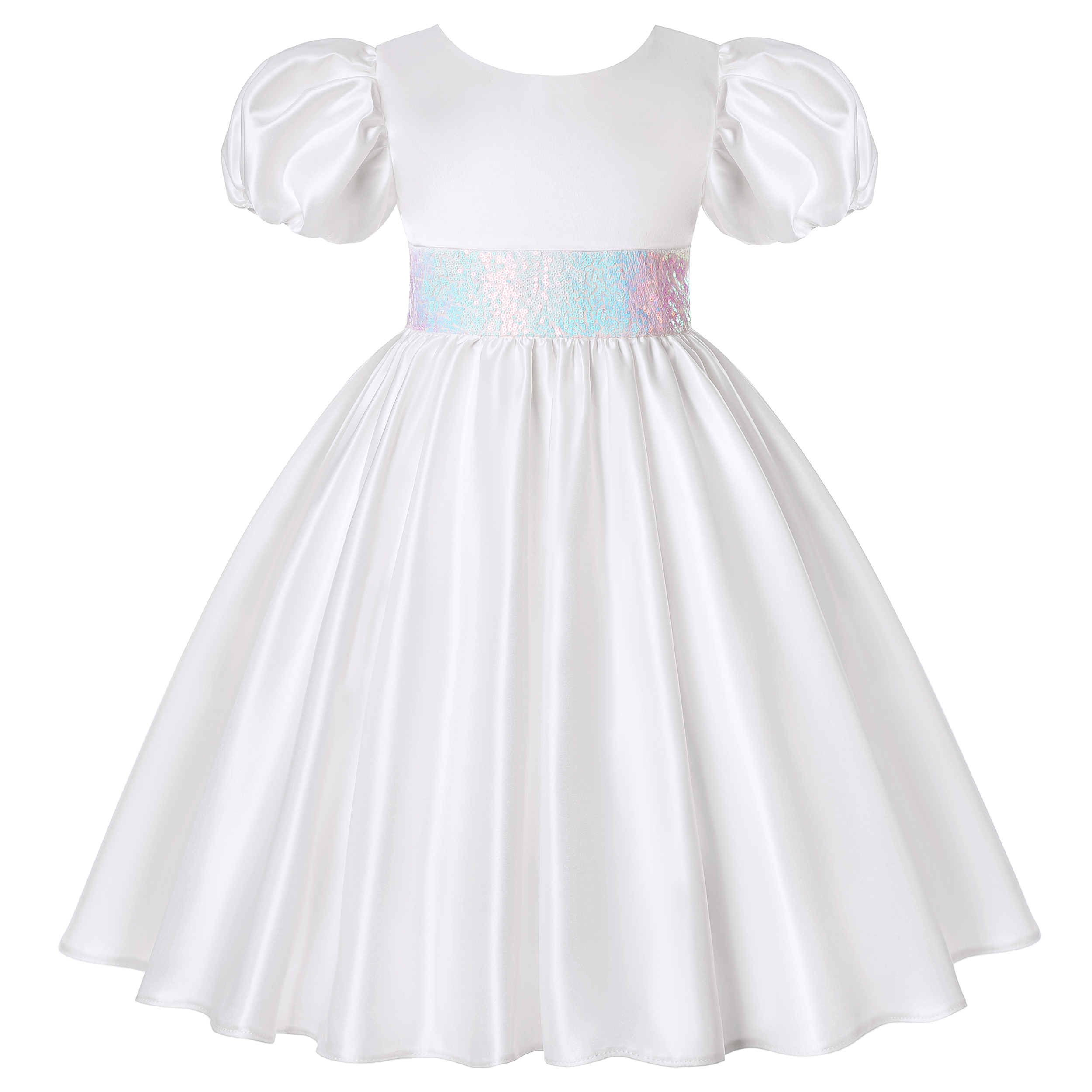 sequined bow belt, puff sleeve - Wedding Lulu 评论和价格