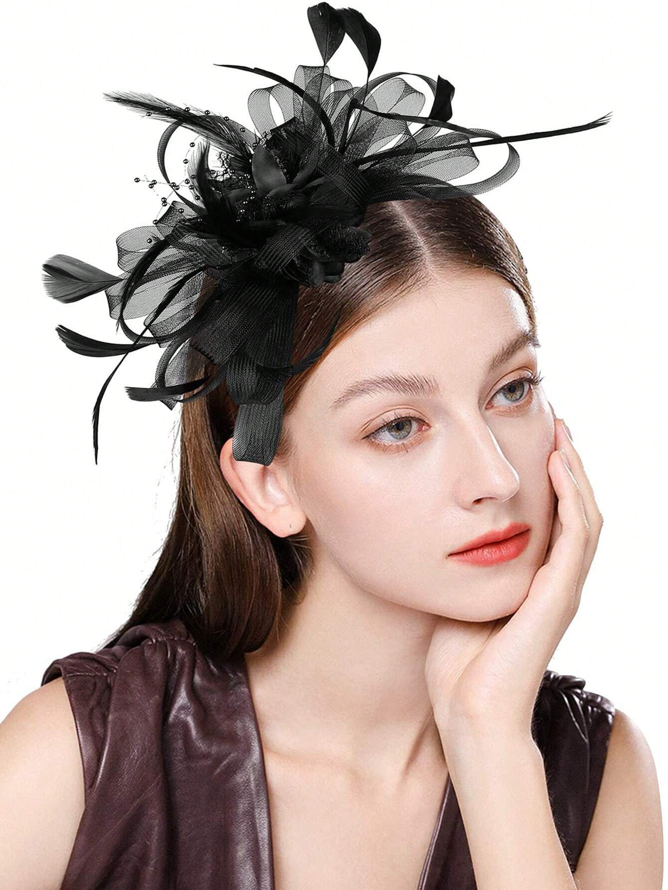1pc Fascinator Headband With F - Wedding Dress Supply 评论和价格