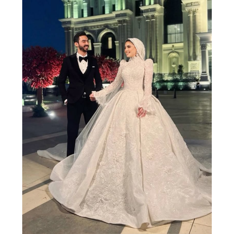 Customized 2026 White Muslim S - Wedding Dress Supply 评论和价格