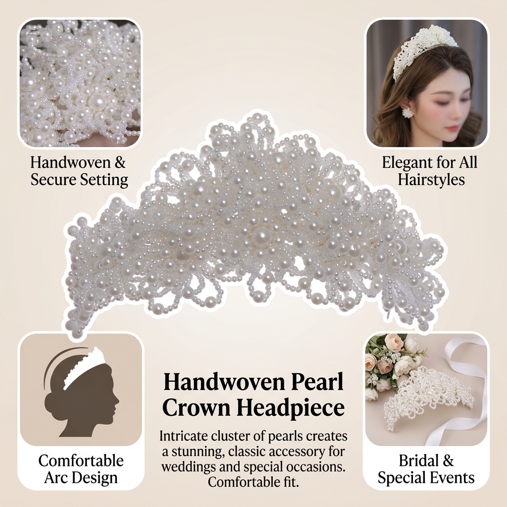 Pearl Crown Headpiece For Wedd - Wedding Dress Supply 评论和价格