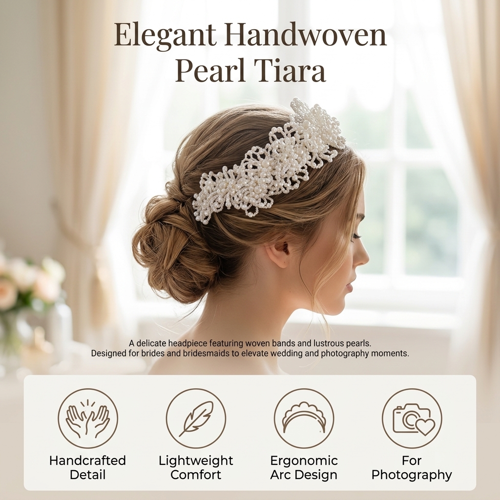 Pearl Crown Headpiece For Wedd - Wedding Dress Supply 评论和价格